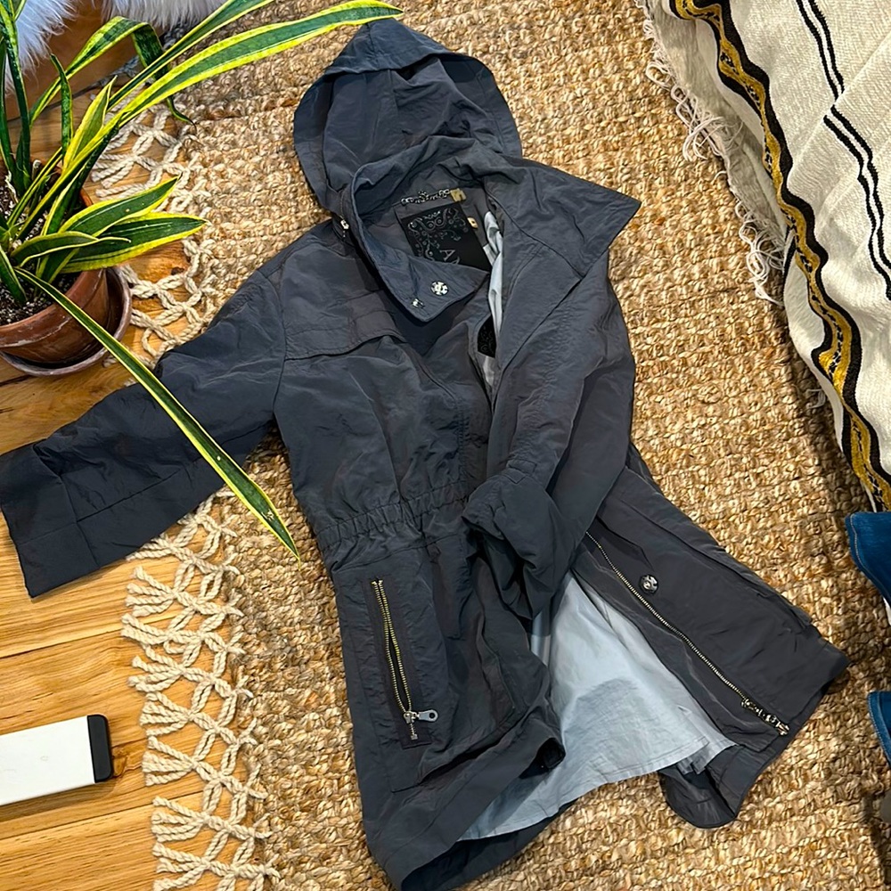 Grey medium Anorak waterproof rain jacket with stowable hood